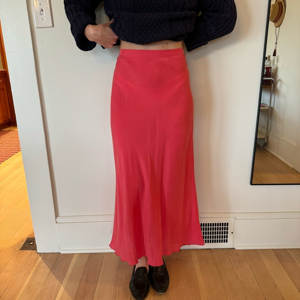 Free People Pink Silk Maxi Skirt